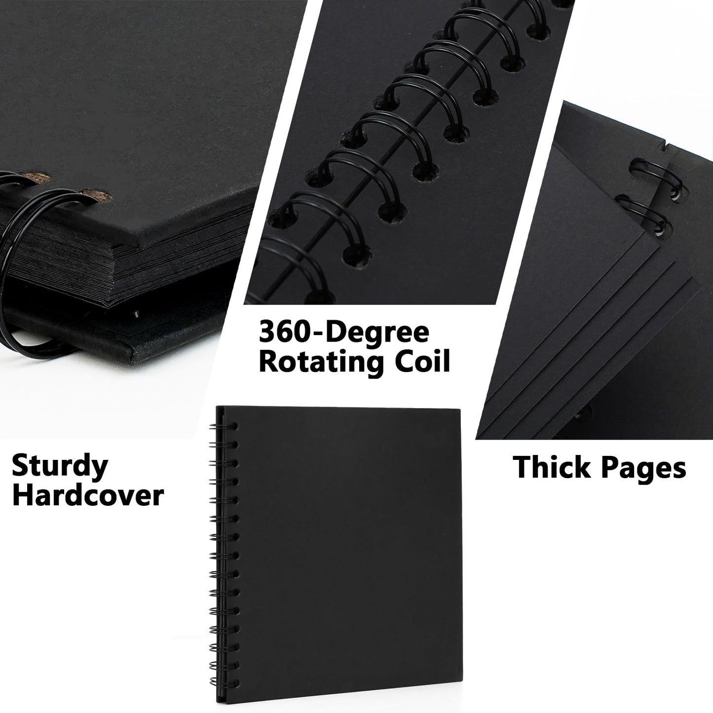 Remowith 12X12 Inch DIY Scrapbook Photo Album, Kraft Blank Paper Scrap Book 100 Pages Memory Book for Wedding Family, Black