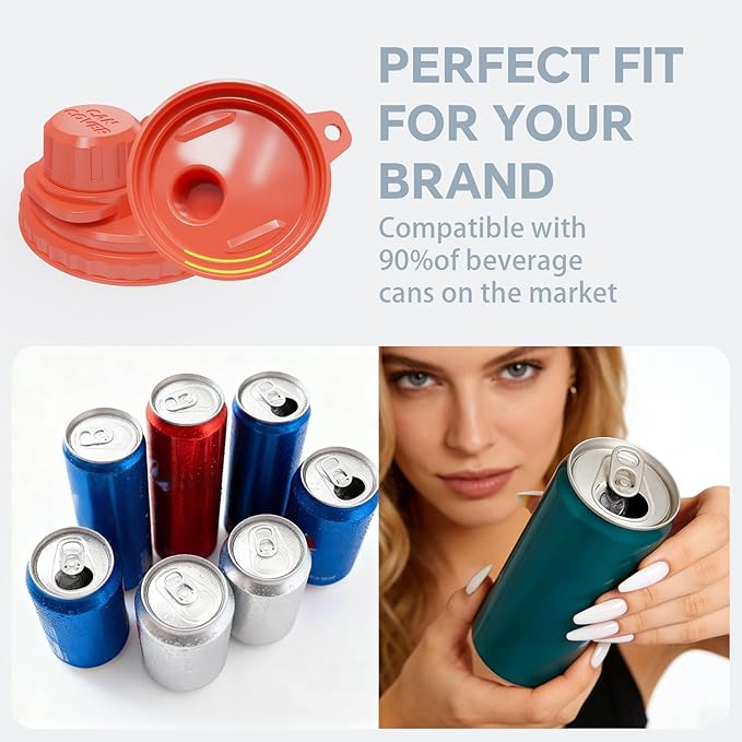 6-Pack Soda Can Lids with Twist-Off Caps Reusable BPA-Free Can Covers for Soda, Beer & Energy Drinks, Universal Fit 202/206 Cans, Helps Maintain the Taste of The Beverage (Black)