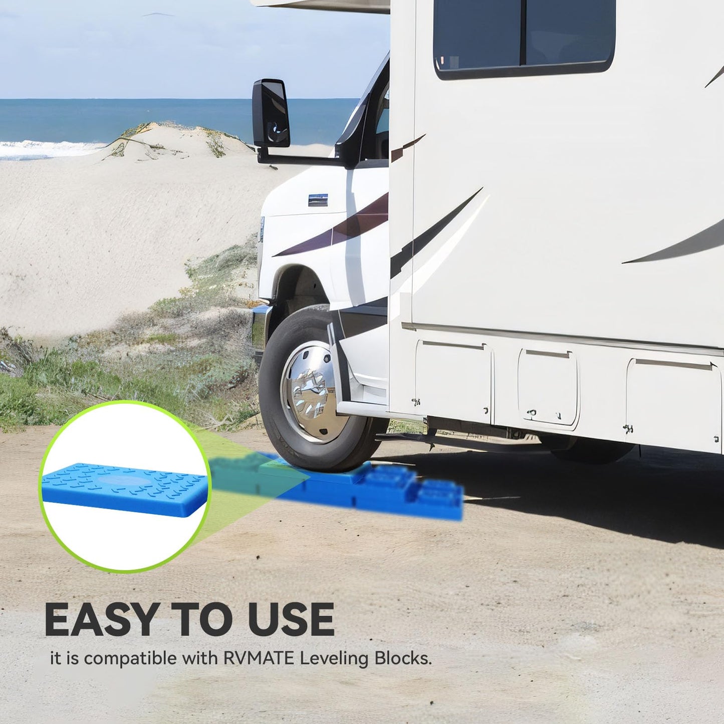 RVMATE RV Leveling Block Top Cover, 4 Pack RV Jack Pad, Interlocking Leveling Block Cap for Camper, Travel Trailer
