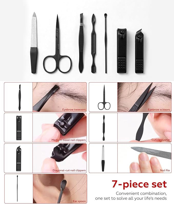 Manicure Set Nail Clippers Grooming Kit with Travel Case, Personal Care Tools Birthday Fathers Mothers Day Gifts for Men Women