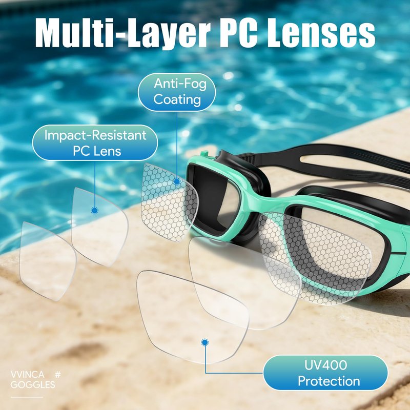 Vvinca Kids Swim Goggles, Swimming Goggles for Toddlers Kids 3-14 Anti-Fog UV Protection No Leak Pool Glasses for Boys Girls