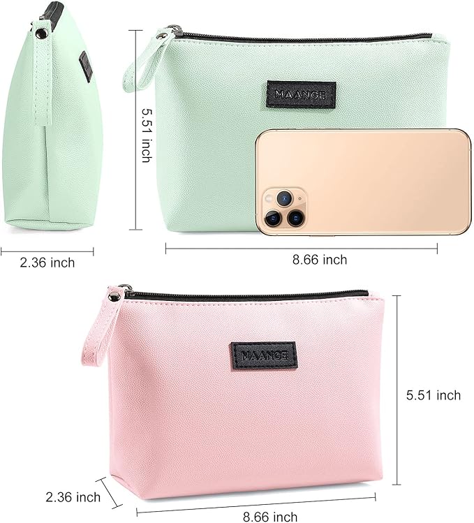 Cosmetic Bags for Women Small Makeup Bag for Purse Pu Leather Makeup Pouch Travel Makeup Bag with Zipper Make Up Bag for Travelling