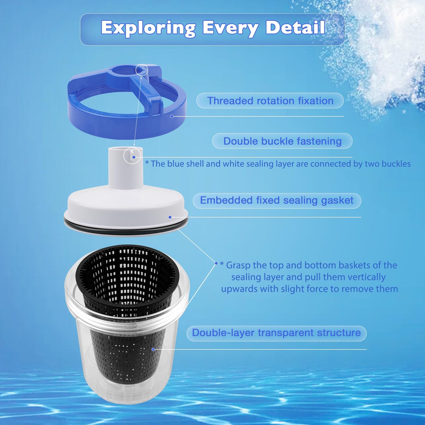 ATRACYPART Inline Pool Leaf Canister Compatible with Hayward W560 PoolVac Navigator Standard, Leaf Catcher Filter with Strainer Basket and 5 Skimmer Socks