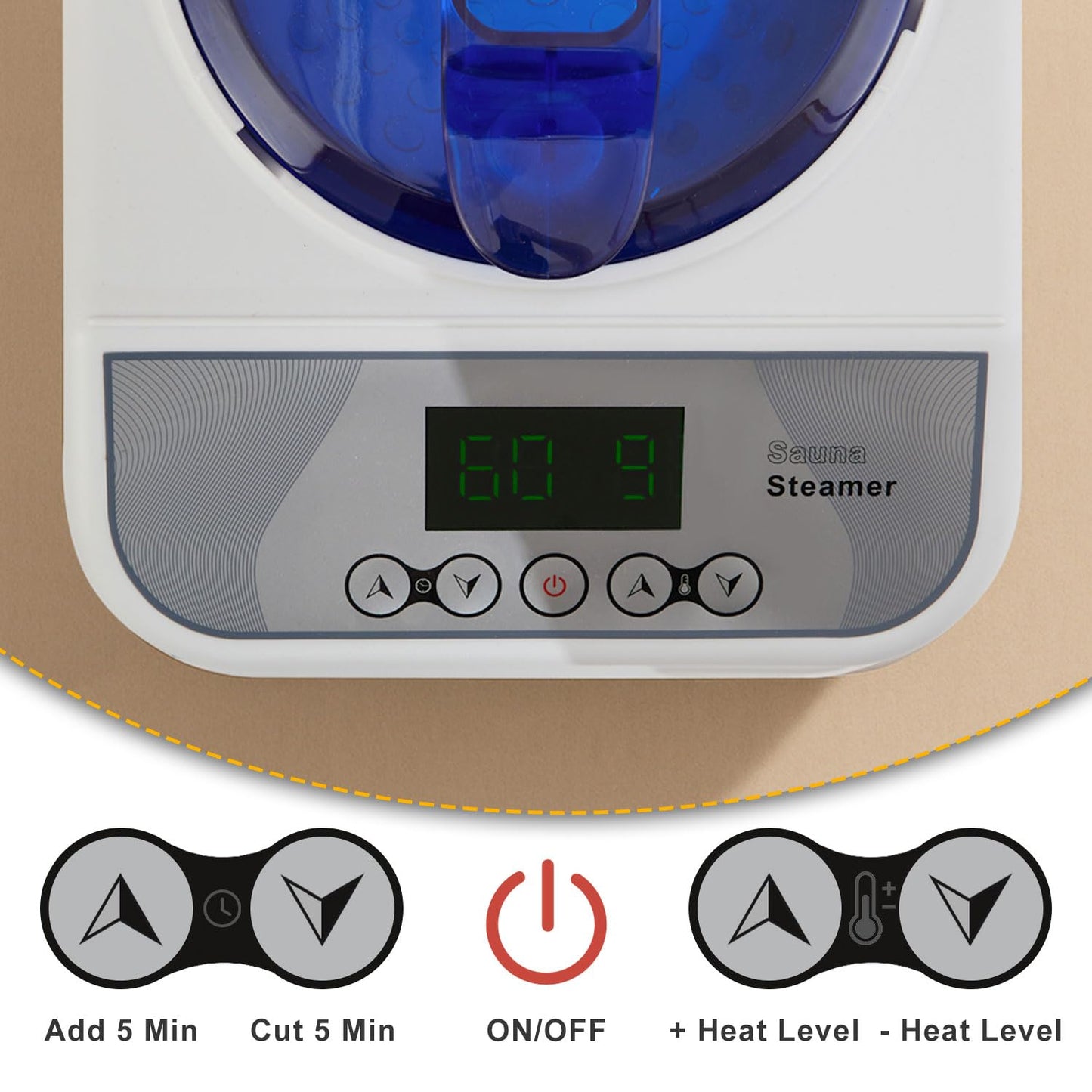 RRGFB Sauna Steamer Machine for Home, 1300W 1.8qt Steam Generator, Portable Steamer Pot with Remote Control, Oil Diffuser, 5-60 min Timer, 9 Levels, Heat up to 140°F