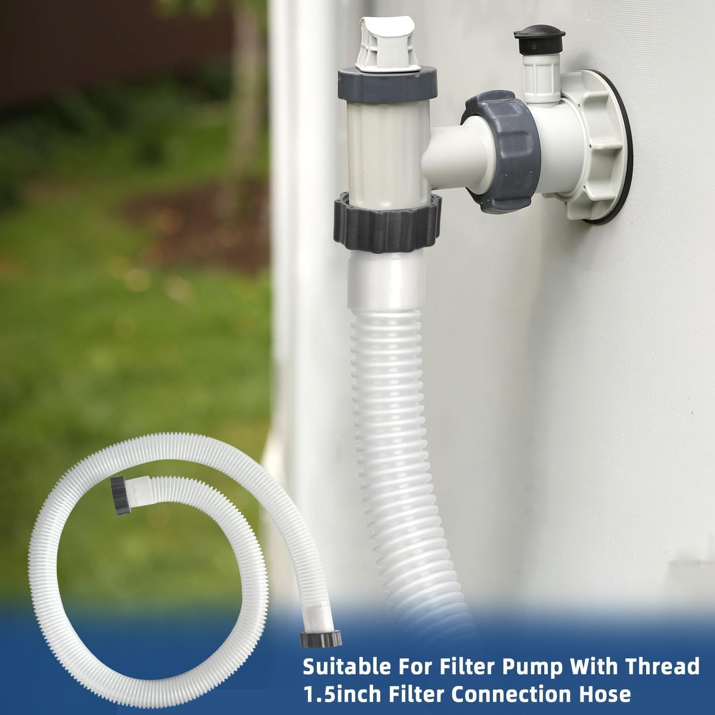 Conderyang 15ft 1 1/2" Pool Hose for Above Ground Pools Long Pool Pump Replacement Filter Hoses 1.5" EVA Swimming Pool Filter Hose for Filter Pumps, Saltwater Systems and Sand Filters (White)