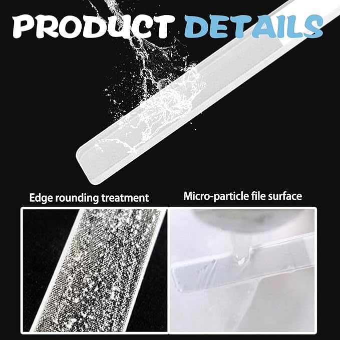 3 Pcs Glass Nail File Set, Crystal Fingernail Buffer and Polisher for Natural Nails Professional Manicure Care Tools Kit, for Home Salon Daily Use by Women Men and Adults