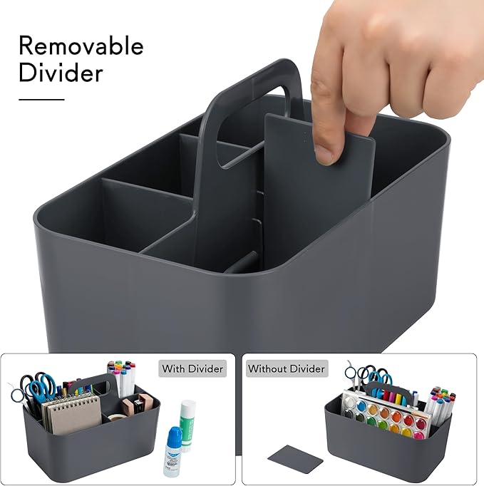 Tiawudi Multipurpose Caddy Organizer, Plastic Caddy with Handle, Stackable Desk Organizer for Stationery, Marker and Pencil, Office Supplies Organizer, Dorm Caddy