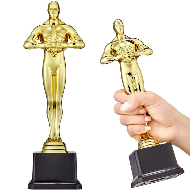 Jorpneost 10 Inch Gold Award Statue Trophy, Plastic Golden Award for Party Favors, Event Awards, Movie Night, Home & Office Display