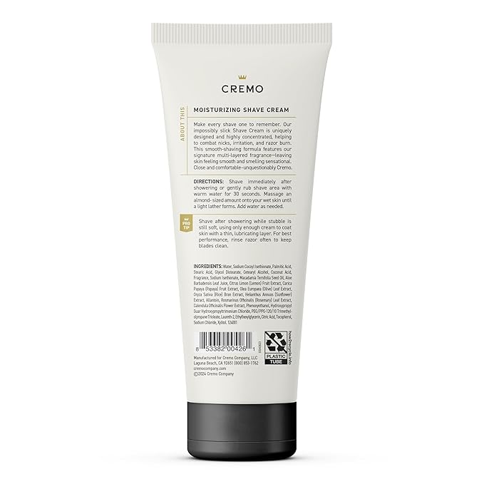 Cremo Sandalwood Shave Cream, Astonishingly Superior Ultra-Slick Shaving Cream for Men, Fights Nicks, Cuts and Razor Burn, 6 Fl Oz