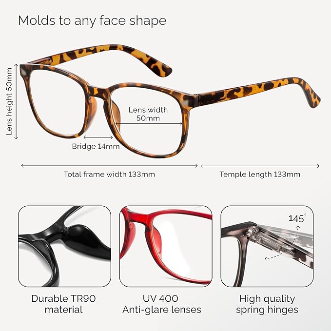CCVOO Reading Glasses for Women/Men, Eyeglasses, Blue Light Readers for Women/Men, Computer Eye Glasses, Cheaters