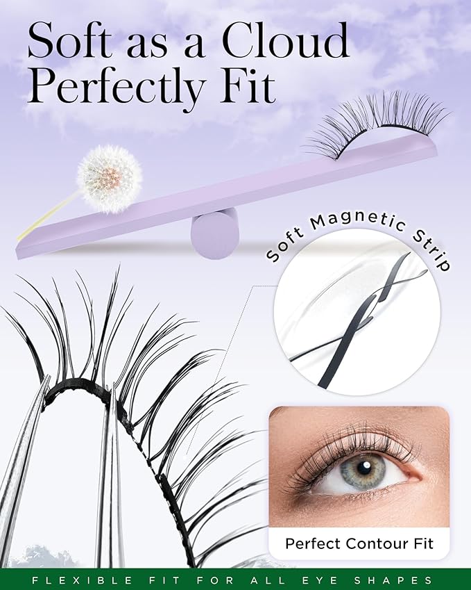 BEYELIAN Portable Magnetic Eyelashes with Applicator Kit All-In-One Box, Upgrade Soft Reusable Magnetic Lashes, No Glue Needed False Eyelashes AYT19 (Lightweight & Comfortable)
