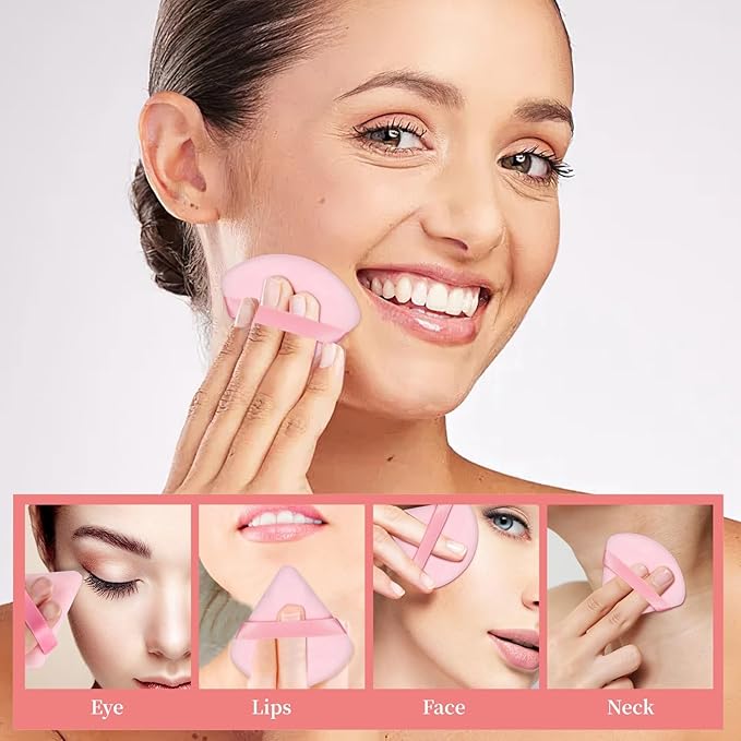 6 Pieces Powder Puff Face Soft Triangle Pink Gifts for Loose and Body Powder, Velour Makeup Sponge Set Setting Powder Puff Makeup Tools