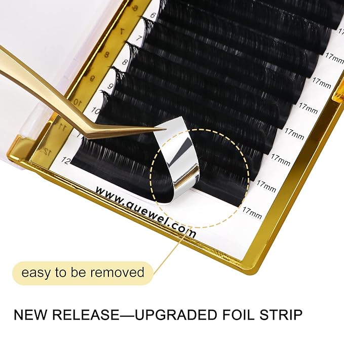 QUEWEL Classic Eyelash Extensions 0.18 D 17mm Lashes Extensions Supplies C/D Curl Single Length 9-20mm Mixed Length 9-16mm/15-20mm by QUEWEL (0.18 D 17)
