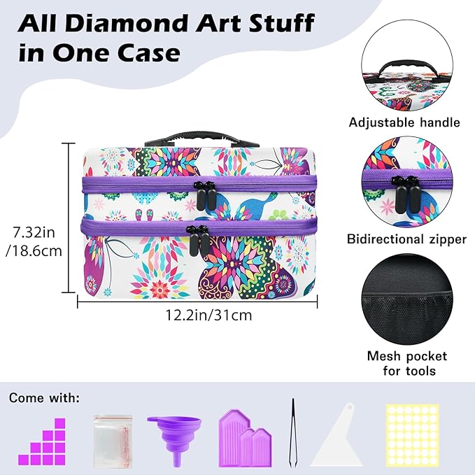 ZORETCO Diamond Painting Storage Box, 240 Slots Bead Storage Containers with Tools Kit for Diamond Art Accessories Beads Organizer Craft Jewelry