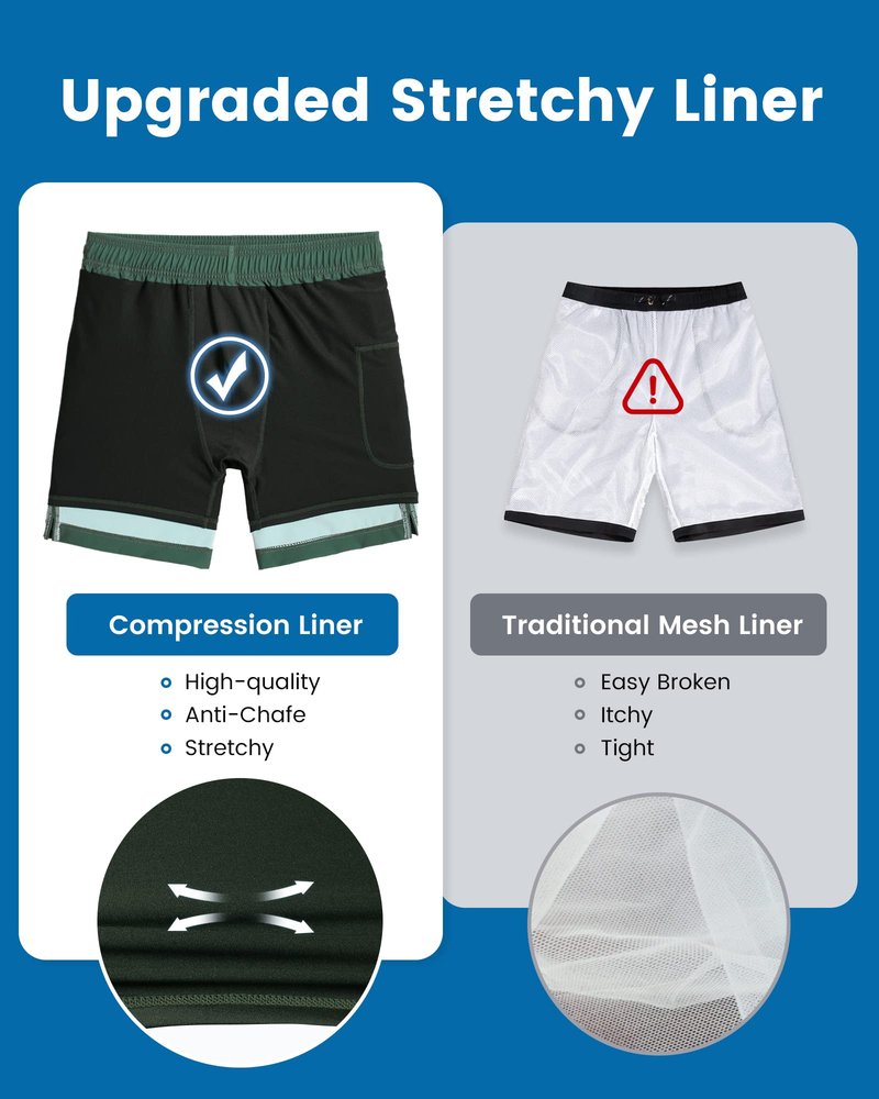 maamgic Swim Trunks Men 2 in 1 Mens Bathing Suit 7 Inch Quick Dry Mens Swimming Trunks with Zipper Pockets