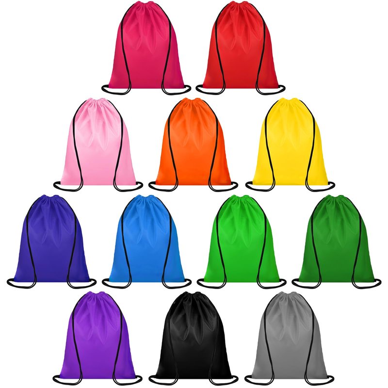 Dntorx 12 Colors Drawstring Backpacks Bulk, Drawstring Bags DIY Waterproof Nylon Cinch Bags for Sports, Gym, Travel, Swimming, Beach, Men&Women, Lightweight, Reusable