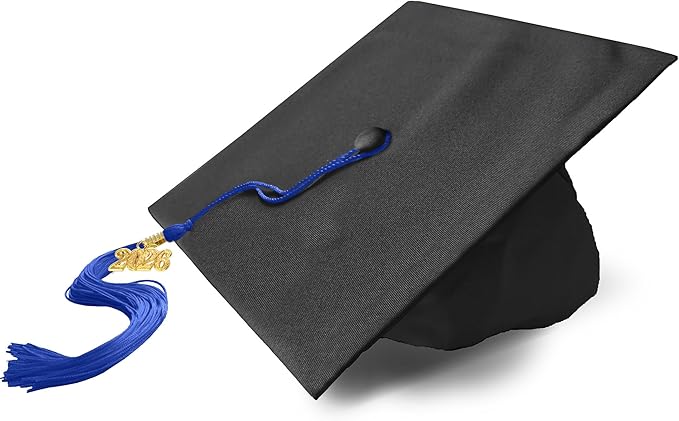 Graduation Cap with 2026 Tassel Year Charm Black Graduation Cap for High School & Bachelor