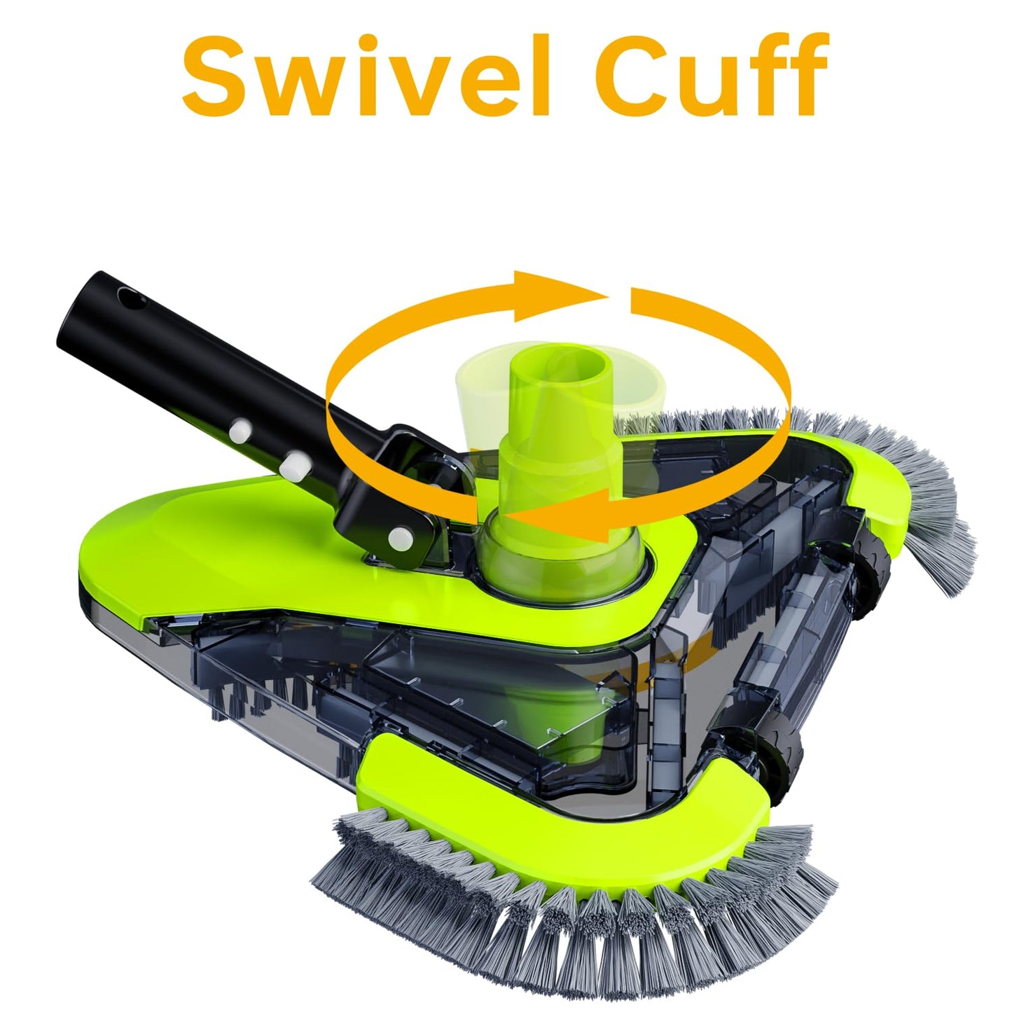 Upgrade Pool Vacuum Head with Wheels & Side Brushes, Universal Rotatable Hose Adapter,Weighted Triangular Shape, for Inground/Above Ground Swimming Pools,Sepetrel