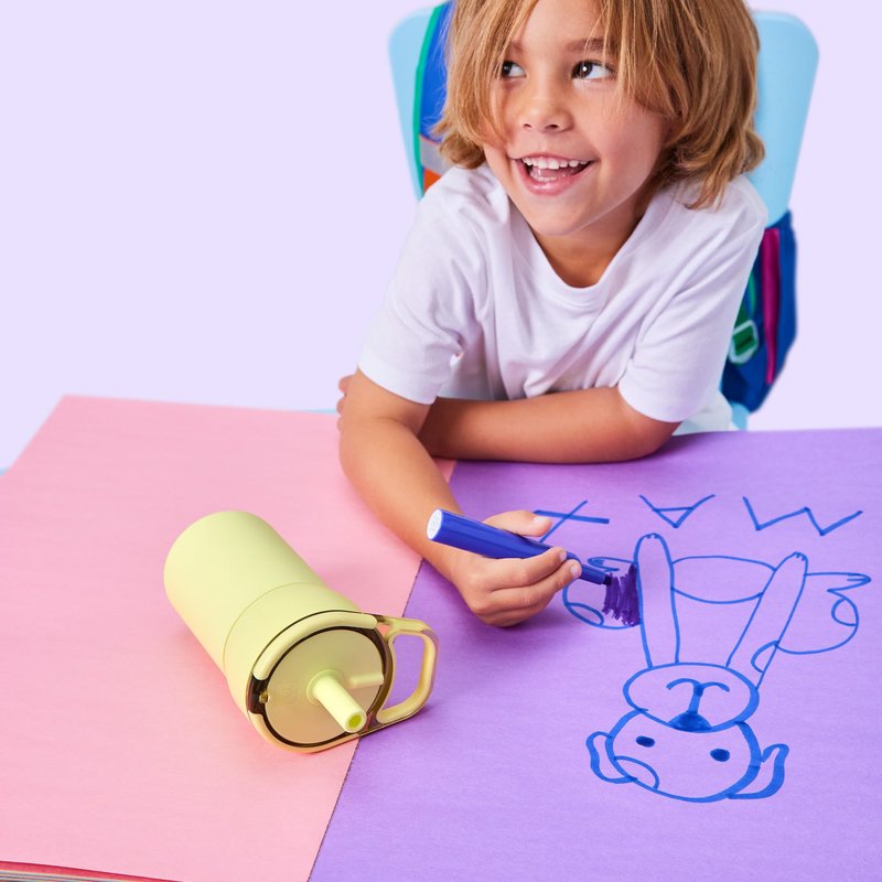 BrüMate Leap 12oz 100% Leakproof Kids Tumbler with Handle and Silicone Soft Straw | Drop Resistant Silicone Sleeve | For Kids 4+ | Insulated Stainless Steel | Cup Holder Friendly | 12oz (Rose Taupe)