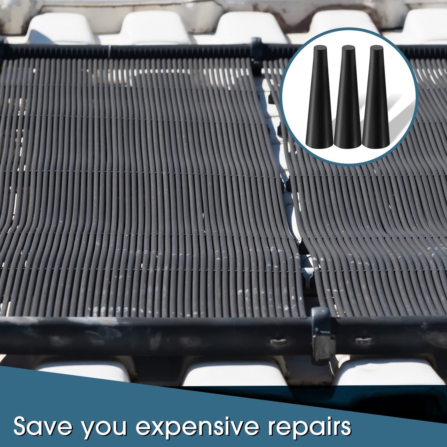 Riakrum 60 Pcs Pool Solar Panels,Repair Plugs Solar Pool Heater, Repair Kit Pools Solars Plugs for Solars Swimming Heater Panels, Black (0.25" Diameter)