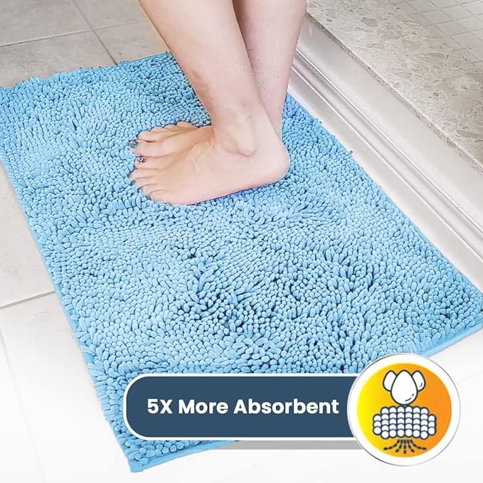 Muddy Mat® | Super Absorbent Door Mat Indoor, Microfiber Quick Dry Chenille Entryway Rug, Non-Slip Front Door Mat, Indoor Mats for Entryway, Machine Washable Pet Rug, Sky Blue 18"x28"