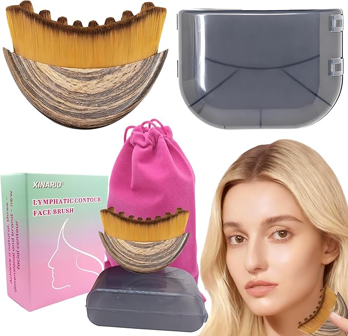 Lymphatic Contour Face Brush - Manual Lymphatic Drainage Massager for Facial Sculpting & Glowing Skin; Ergonomic Waterproof Brush for Morning De-Puffing, Travel Skincare Tool, Ideal Gift for Her