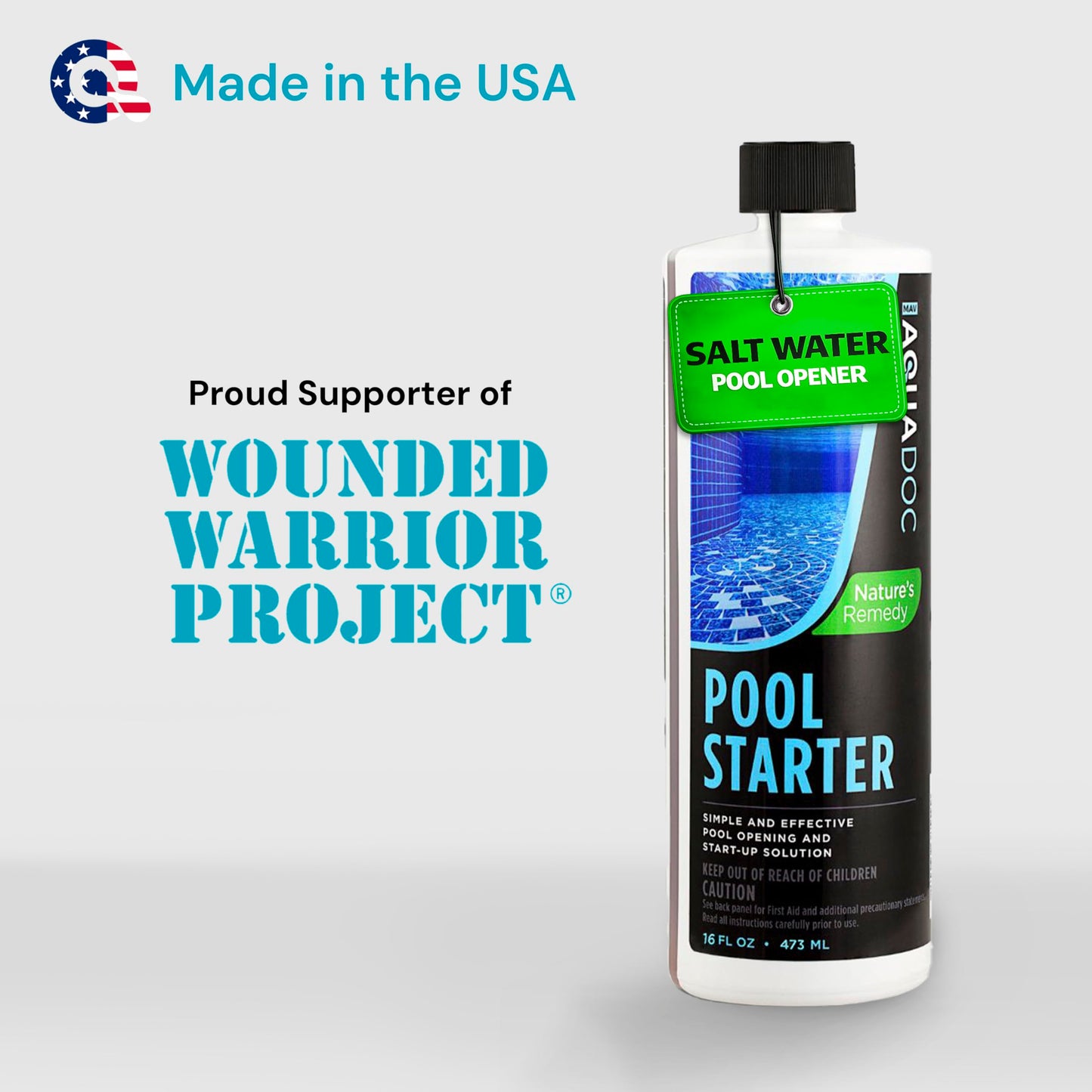 AquaDoc Saltwater Pool Starter Enzyme Treatment - 16 oz Treats up to 15,000 Gallons - Saltwater Pool Opening Chemical for Above Ground and Inground Pools - Made in USA