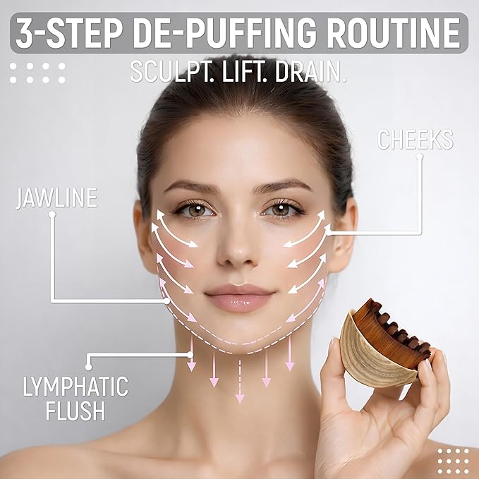 Lymphatic Contour Face Brush, Facial Cleansing Brush with Storage Case, Soft Nylon Bristles, Manual Plastic Dry Face Brush, Massager Tool for Gentle Daily Skincare
