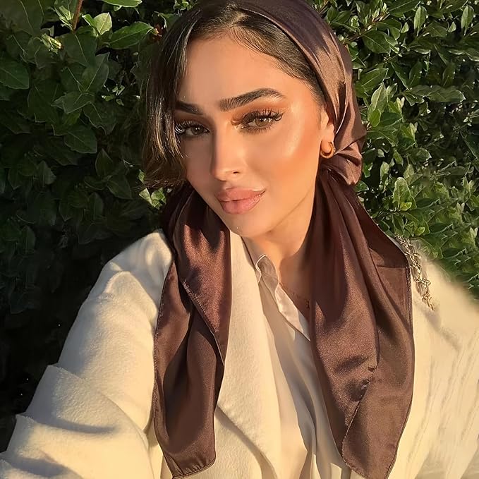 vimate 35" Square Silk Like Head Scarf - Women's Fashion Satin Scarf Bandana for Hair Wrapping at Night.