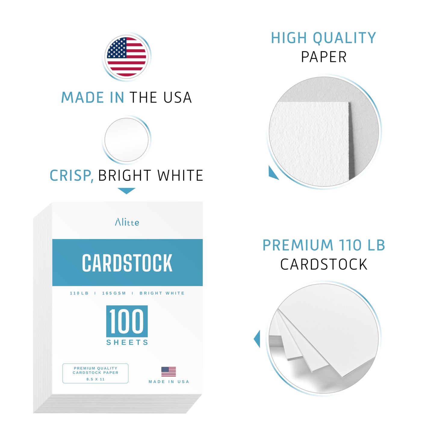 Cardstock Paper | 100 Pack, White Card Stock Printer Paper 8.5 x11, Heavyweight Thick, 110 lb, Premium Smooth Sheets and Printer Compatible - for Crafts, Cards, and Business