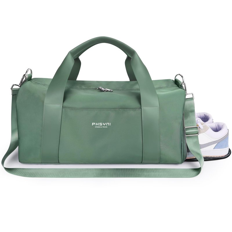 PHSYNI Gym Bag for Women Girls with Shoe Compartment & Wet Pocket - Duffle Bag for Travel Sports Fitness Workout Athletic, 19"-Medium, Olive Green