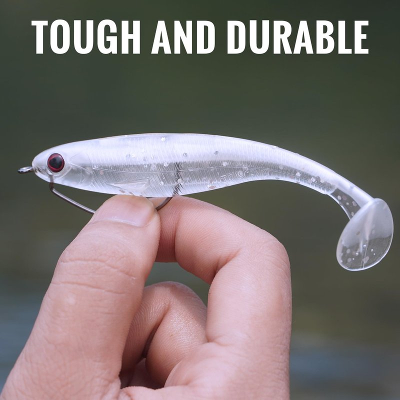 TRUSCEND 20PCS Soft Fishing Lures, Paddle Tail Swimbaits, Fishing Lures for Bass Trout Crappie Walleye, Durable Plastic Bait for Bass Fishing, Shad Fishing Bait for Freshwater Saltwater