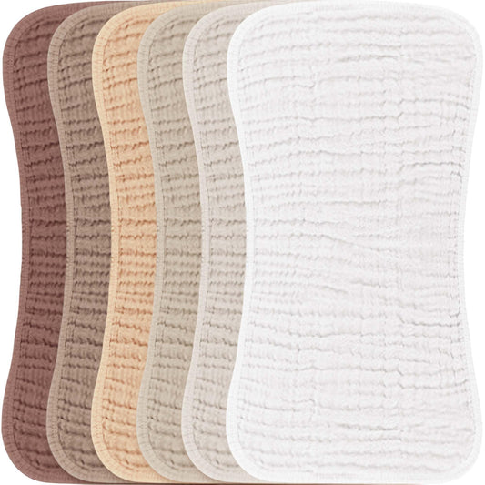 Konssy Muslin Baby Burp Cloths Sets for Unisex- 6 Pack Large 100% Cotton Burping Clothes for Newborn, Baby Girls and Boys
