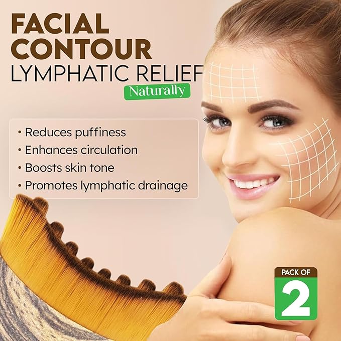 2PCS Lymphatic Contour Face Brush, Drainage Massager for Face & Neck, Chin Jawline Sculpting Tool, Ergonomic Design for Anti-Swelling & Fatigue Relief