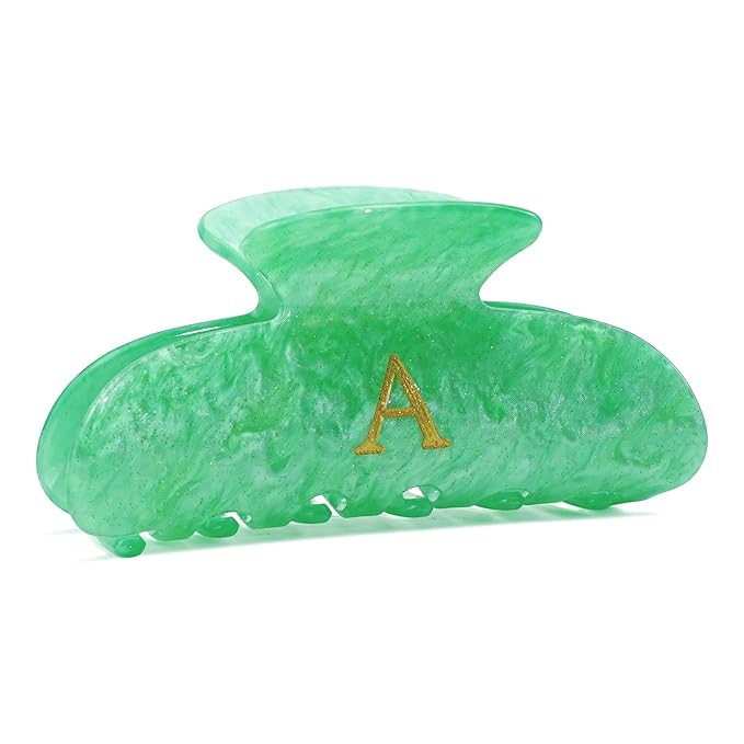 St Patricks Day Accessories - Green Hair Claw Clips, St Patricks Day Gifts for Women Girls, Fashion Glitter Claw Clips Durable Hair Clips, Green - Letter A
