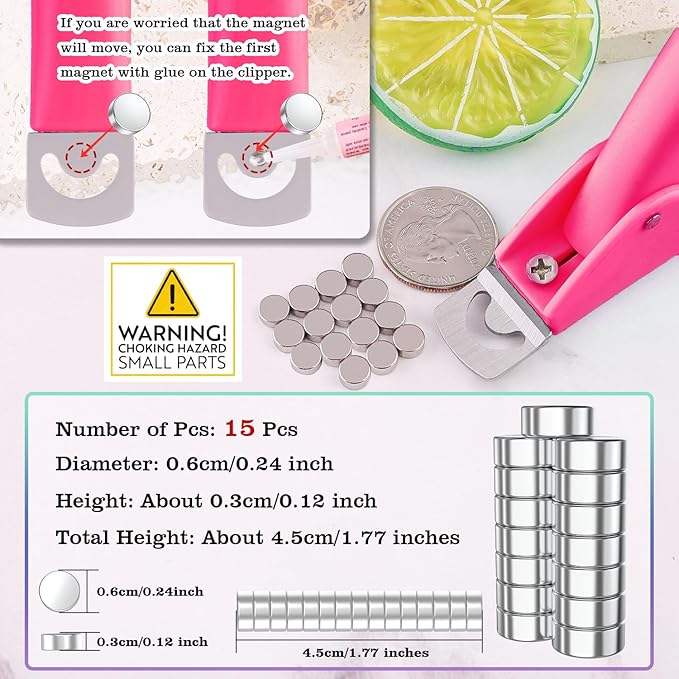 Pink Adjustable Nail Clippers with Magnets Sizers for Acrylic Nails, Artificial Fake Nail False Nail Tip Cutter Trimmer Manicure Pedicure Sharp Blade Clip Tool For Salon Home Art Beauty