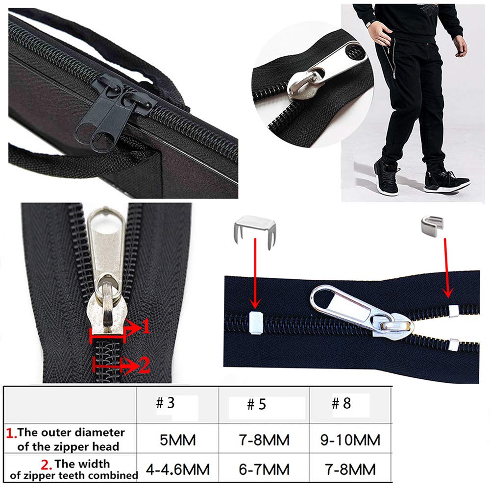 Meikeer 252-Piece Zipper Repair Kit with Replacement Zippers and Pulls, Universal Tools for Luggage, Bags, Jackets, and Outdoor Gear