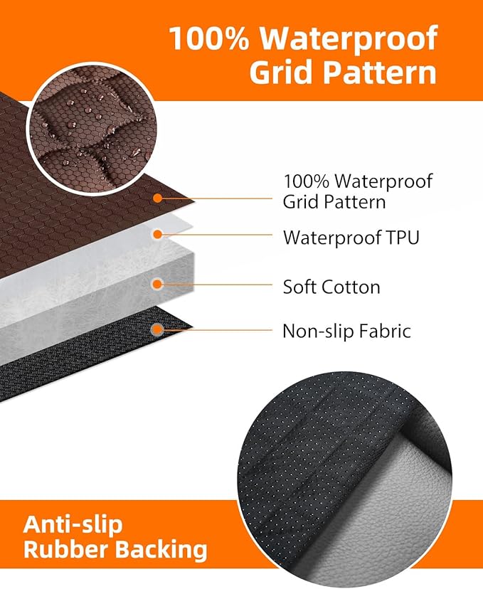 PETICON SUV Cargo Liner for Dogs, Waterproof Pet Cargo Cover Dog Seat Mat for SUVs Sedans Vans with Bumper Flap Protector, Non-Slip, Large Size Universal Fit, Brown