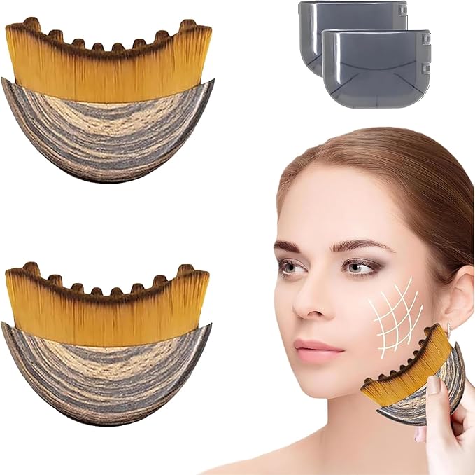 2 PCS Upgrade Lymphatic Contour Face Brush - Dry Brushing Face Massager for Lymphatic Drainage, Neck Chin & Jawline Sculpting - Ergonomic Skin Fit Design to Reduce Puffiness, Relieve Fatigue
