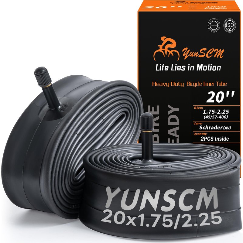 2-PCS 20" Heavy Duty Bike Tubes 20x1.75/1.95/2.10/2.125/2.25 Premium Butyl 20" Bicycle Inner Tubes Compatible with 20 x 1.75-2.25 Kids, Road, BMX, City, Mountain Bike Tire Tubes Schrader Valve