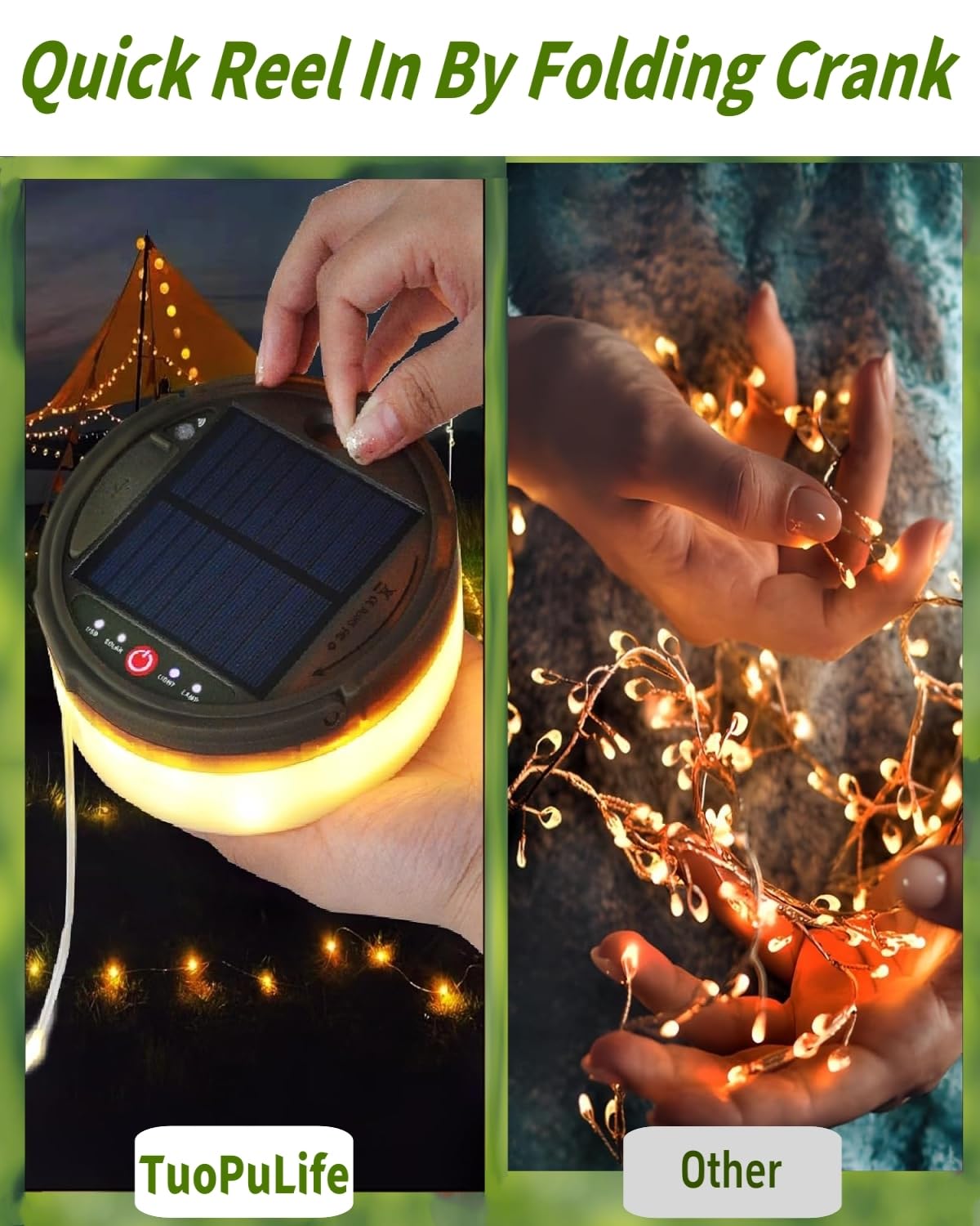 Solar Camping String Lights, 4 in 1 Fairy String Lights, Portable Waterproof Camp Lamp with 8 Lighting Modes, Hanging Rechargeable Tent Lantern for Christmas Decorations Patio Party Essentials-39.4 FT