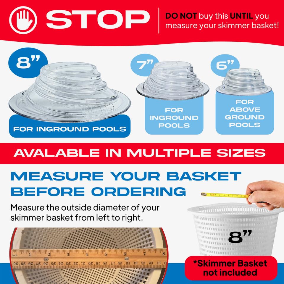 The Skimmie Cyclone (Skimmer Basket NOT Included) - Turbocharges Pool Skimmer Water Flow - Improves Pool Surface Cleaning & Debris Removal - 8" Funnel Design Works with Any Pool Water Level