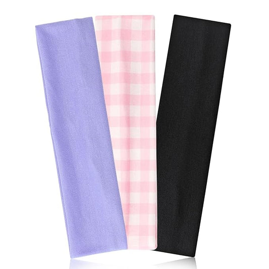 Headbands for Women Non Slip 3 Pcs Elastic Head Bands for Women's Hair Soft Cotton Cloth Stretch Headbands for Women for Daily Fashion