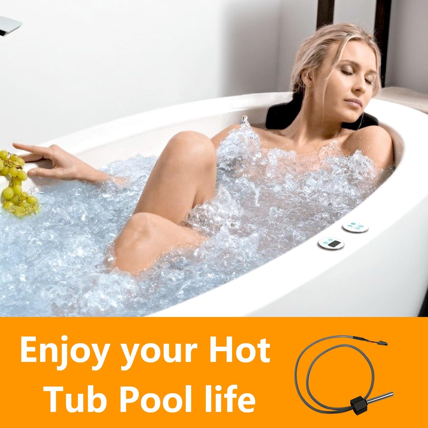 Tobaiwind Hot Tub Sensor-Compatible with Balboa Spa Heater M7 System 30344 30042 30382, 24" Temp/Hi-Limit, 1/4" Dia Dual Purpose Sensor Hot Tub Heater (2-Pack)