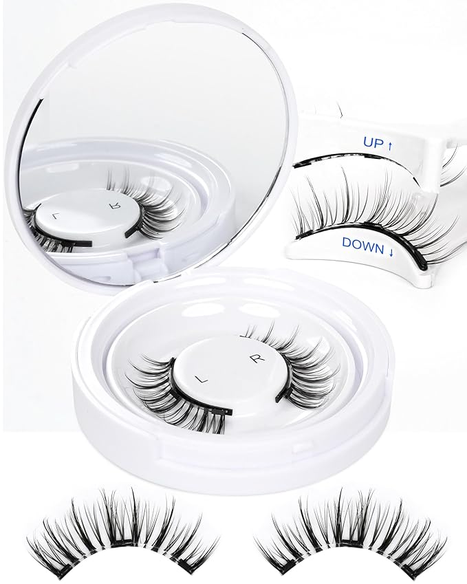 EMEDA Magnetic Eyelashes Natural Look No Glue Reusable Magnetic Lashes with Applicator, Faux Mink Lashes Lightweight & Comfortable for Women Sensitive Eyes Daily Makeup with Mirror Case (20)