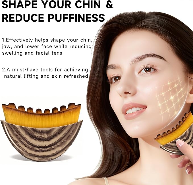 New Lymphatic Contour Face Brush, Lymphatic Drainage Facial Massager Brush for Chin & Neck Contour, Soft Bristles Suitable for All Skin Types, Ergonomic Beauty Tools with Portable Boxes (2 PCS)