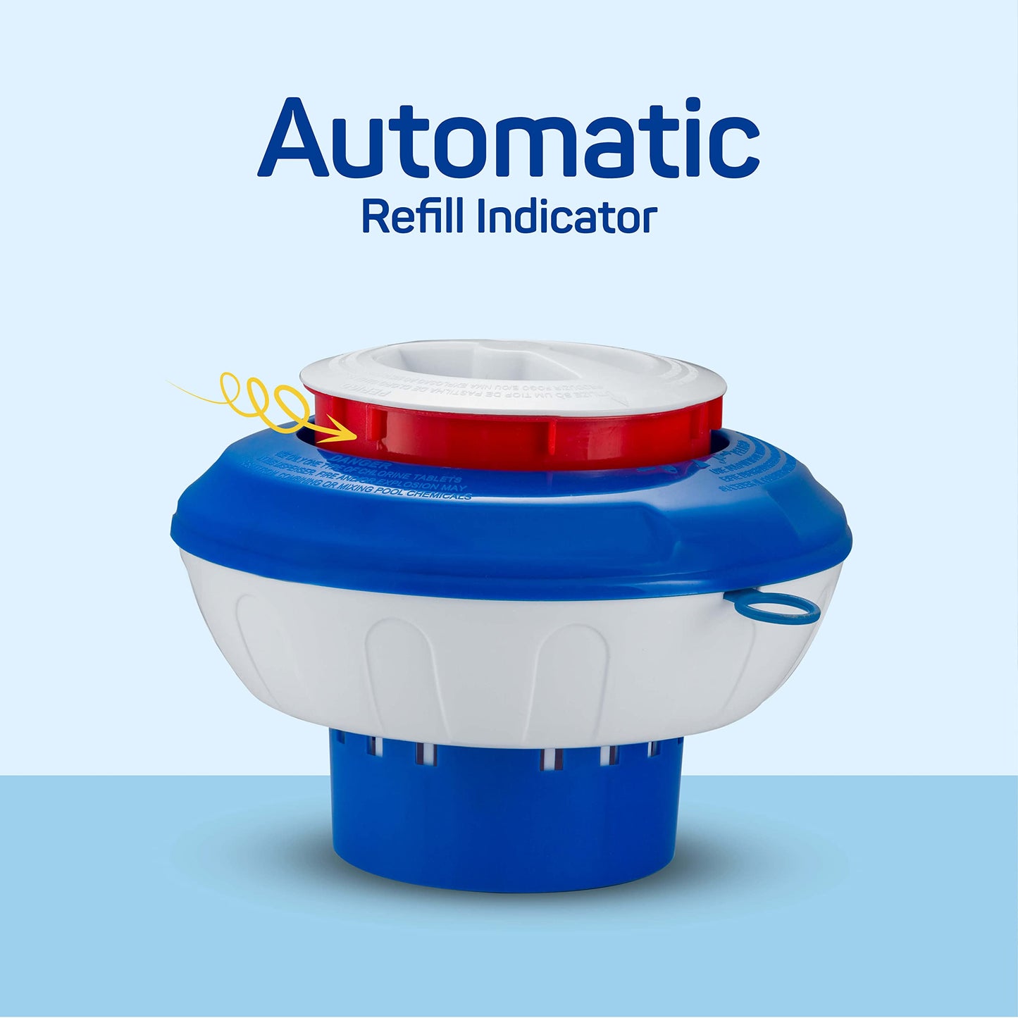 Floating Chlorine Dispenser for Pools with Pop-up Indicator, Fits 1-3-4” Tablets - Pool Chlorine Floater with Adjustable Flow Vents Balanced Chemical Dispenser [4 Tablet Cap] 9" Diameter