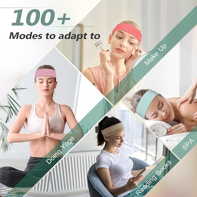 DiyJibb Headbands for Women, Stretchy Non Slip Soft Cotton Cloth Hair Bands for Sports, Workout, Yoga and Running, 7pcs