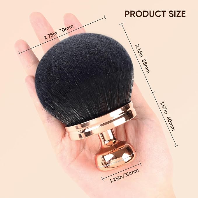 Professional Kabuki Brush, Extra Large Body Makeup Brush,Self Tanner Blend Brush Foundation Cream Powder Liquid, Face Neck Back Makeup Bronzer(Black Rose Gold)