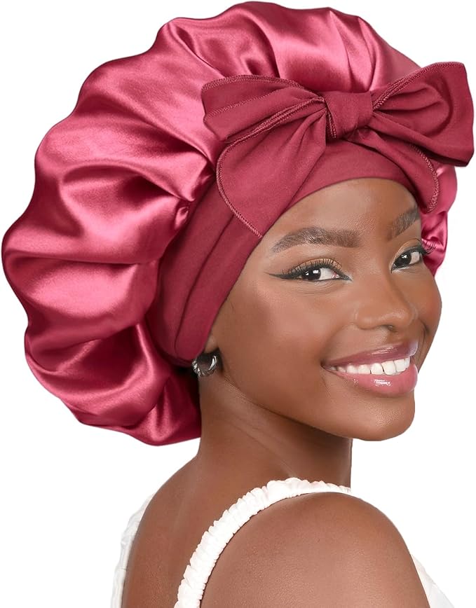 YANIBEST Adjustable Satin Bonnet for Sleeping Women Double Layer Hair Wrap Reduce Friction Prevent Frizz Natural Curly Hair